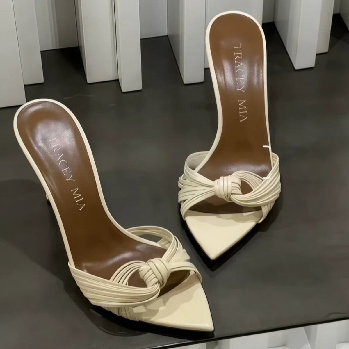 Tied Design Pin Heel Sandals V3632