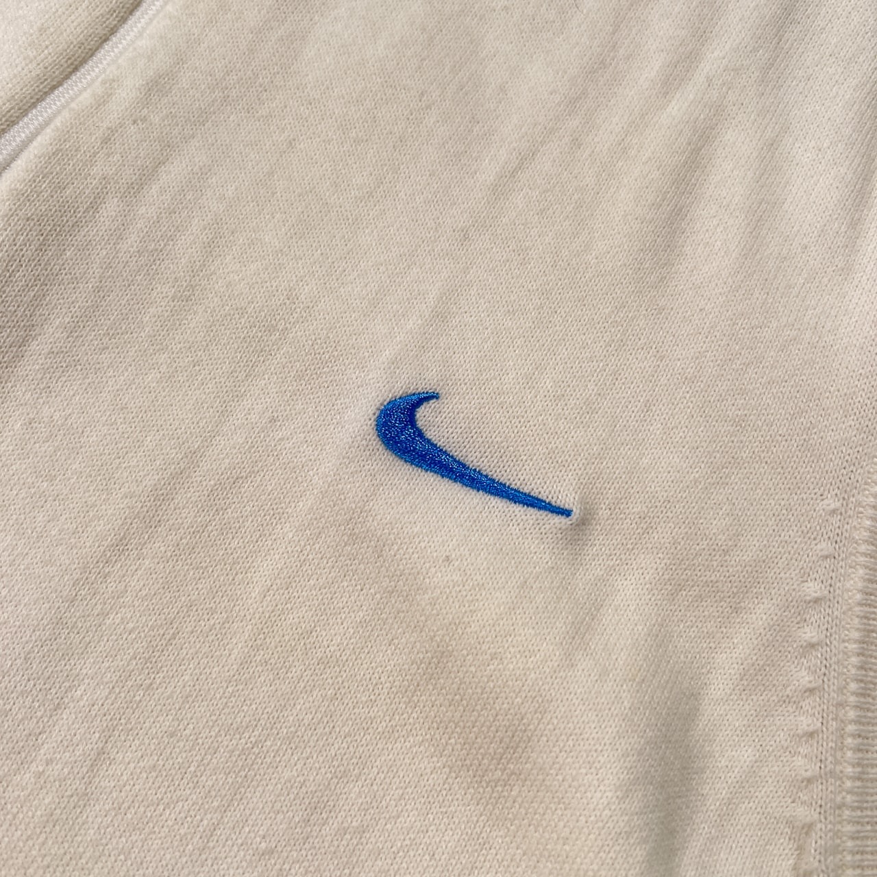 NIKE GOLF ナイキ ゴルフ ハーフジップ コットンニット ベスト サイズ L /ホワイト×ブルー/背中メッシュ/ナイキジャパン