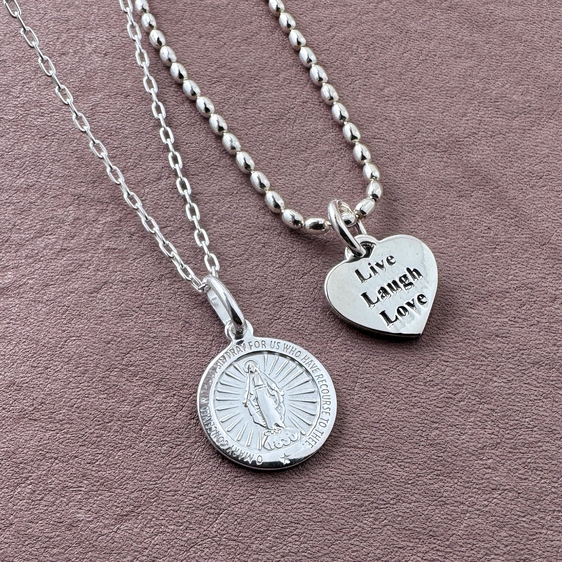 オメダイ×ハートのネックレス重ね付け2本セット【50cm】【リトル