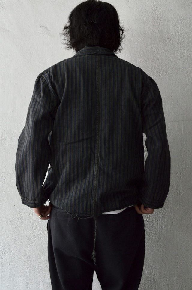 VENTITANK PROJECT Bulgarian Army 1950's-60's Dead Stock Custom Remade & Dyed Sumi Kuro Sleeping Shirt Jacket Type Navy Multi1 ブルガリア軍 スリーピングシャツ ジャケット 50s 黒染め