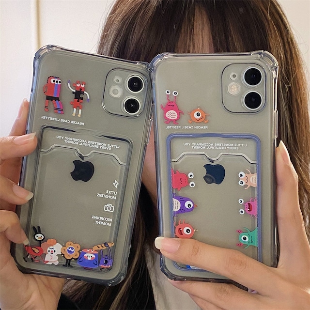 Iphone 13 対応機種 Pro アイフォン モンスター クリア ケース カード ポケット 韓国 人気 N1000 韓国 アパレル 雑貨 スマホケース レディースファッション専門店 Obolo