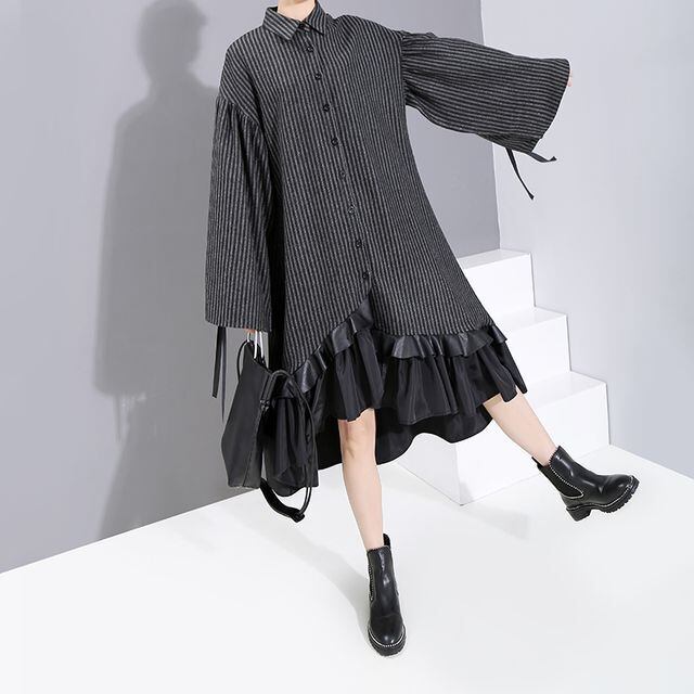 アシンメトリーワンピース ワンピース 長袖 フロントボタン フリル ひざ丈 モダン フェミニン きれいめカジュアル カジュアル 夏 春 Op 0928 Y Happy Orurea ハッピーオルレア アシンメトリーワンピース ワンピース 長袖 フロントボタン フリル ひざ丈 モダン フェミニン きれいめカジュアル カジュアル 夏 春 Op 0928 Y Happy Orurea ハッピーオルレア