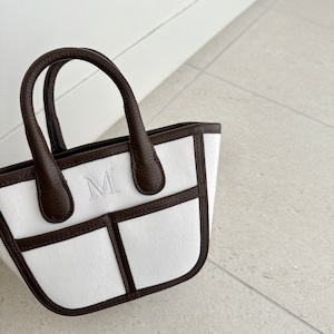 Buddy. canvas Bag mini【WHT× CHOCO】