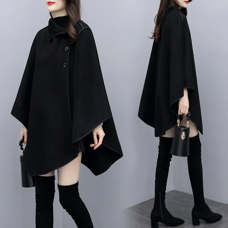 襟付きポンチョ 衿ファー付ポンチョコート | コート | Noela OFFICIAL