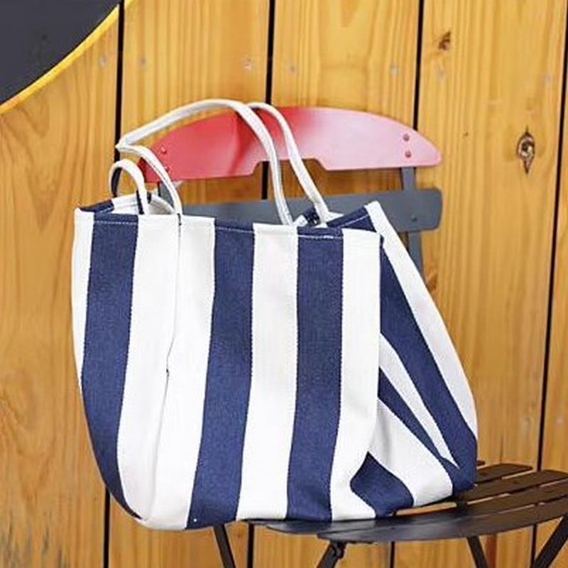 ストライプキャンバスビッグトートバッグ（8色）10232 | さらり＊ふわり