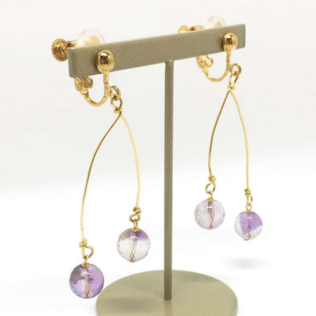 動きのあるデザインで大人魅力を引き足せる！在庫限り アメシストフォークピアス＆イヤリング sl3_5_0514tp03-sl3_5_0514te04