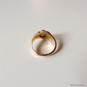 英国アンティークジュエリー ジョージアン 15ctゴールド 天然ダイヤモンド 真珠 フラワーリング【約12号強】（ソーティングメモ付）