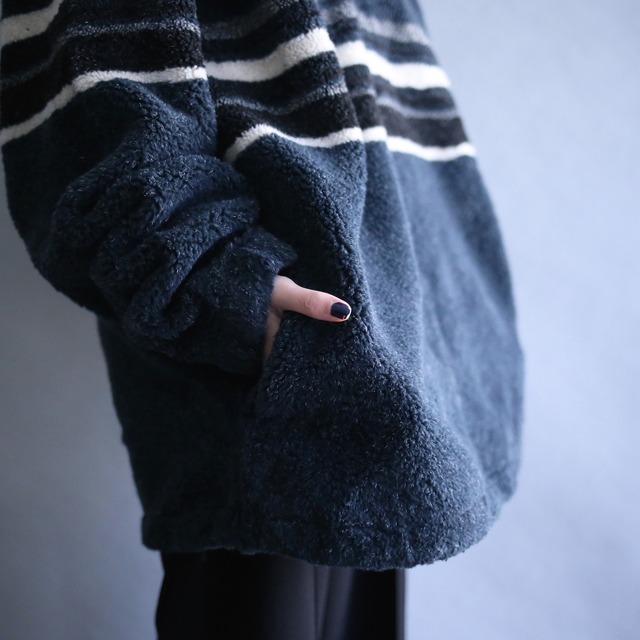 good coloring line design boa fleece half-zip pullover