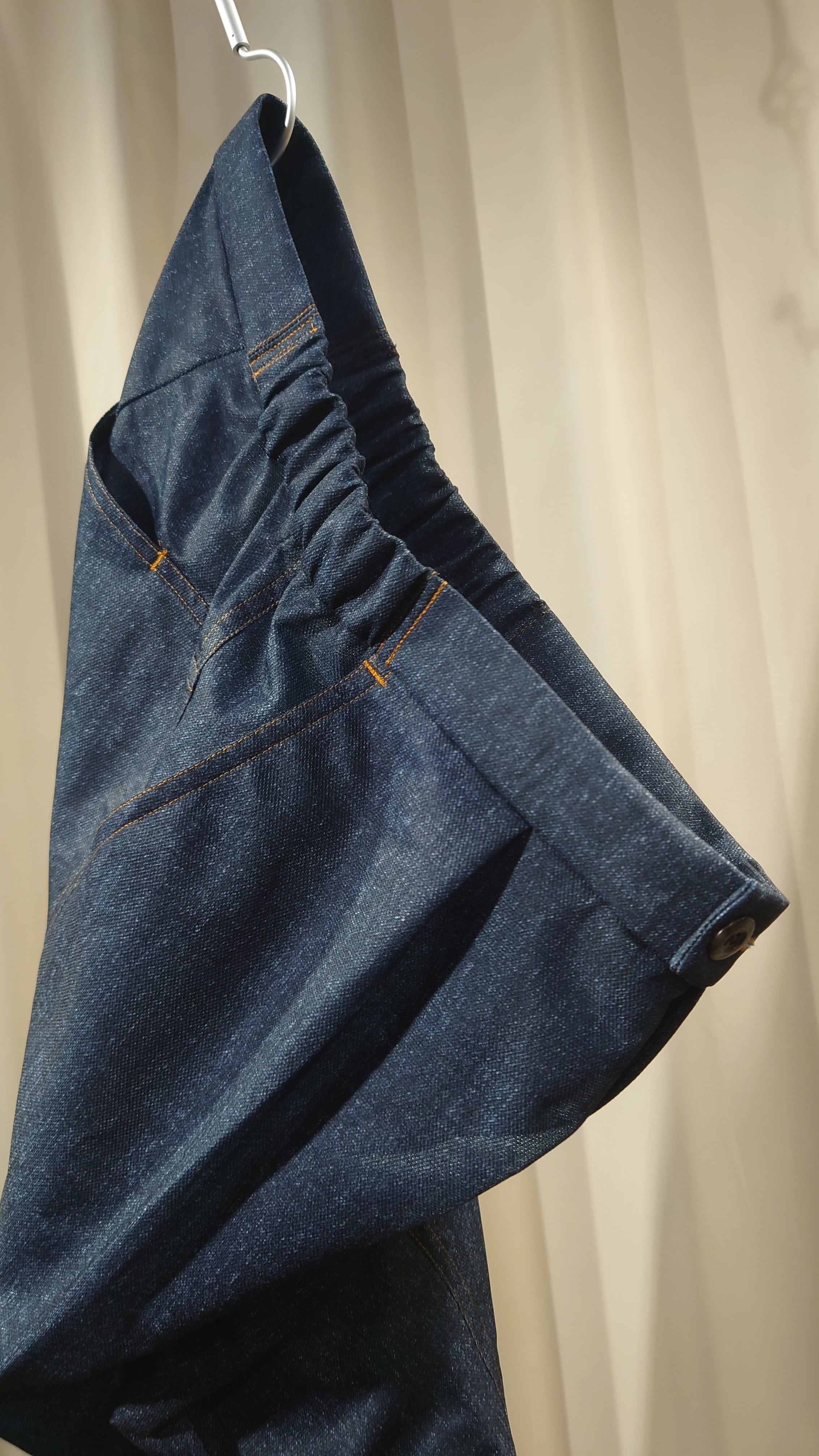 GarageUW TAFETA INKJET DENIM WIDE TAIPRED SHARRING TROUSERS