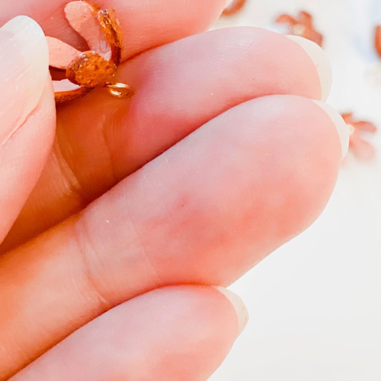 【アウトレット3D立体レザーフラワー】スターフラワー(ピン付きタイプ）ペールピンク6個セット - 5