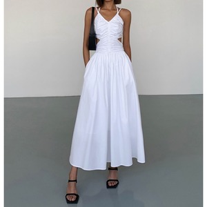 Pleated sling dress long dress 125618