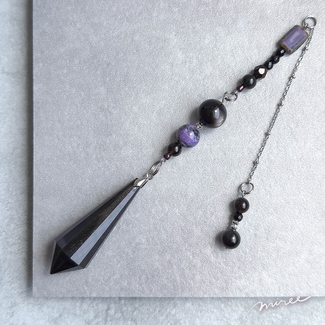 【シルバーオブシディアン×チャロアイト】覚悟が決まるペンデュラムsilver obsidian pendulum