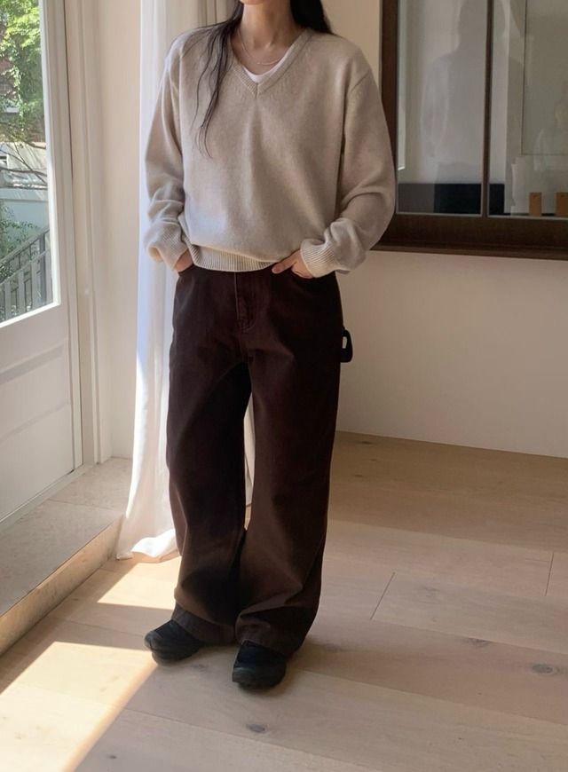 (予約) fl lanel / Cashmere V neck knit 4color