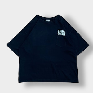 【THRASHER】バックプリント ワンポイント ロゴ ポケットTシャツ ポケt プリント L クルーネック スラッシャー スケボー 半袖 US古着