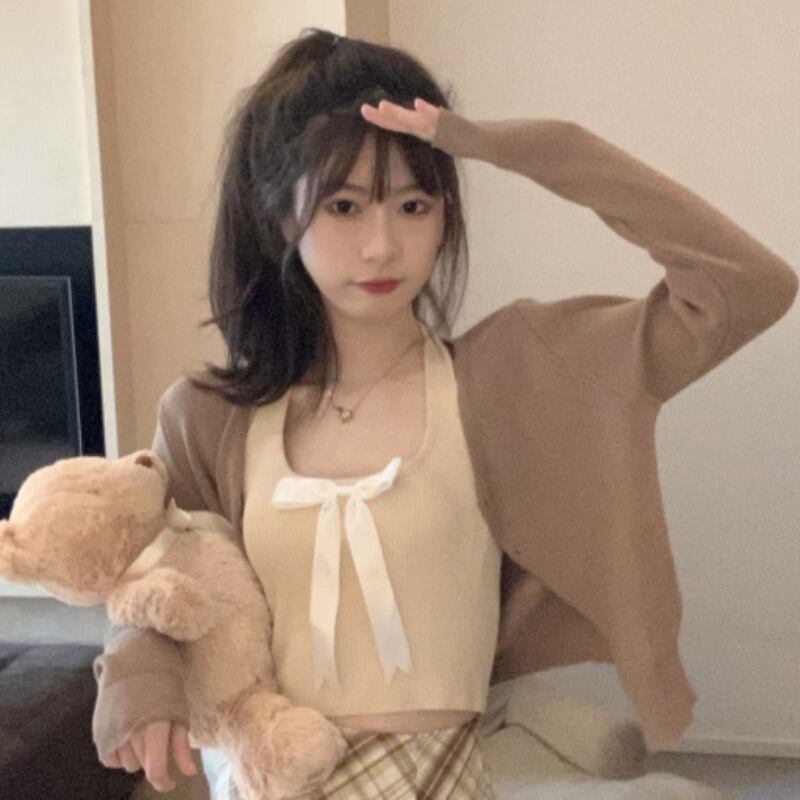 ホルターニットサマースタイルリボンショートトップス 大人ガーリー スウィート キュート カジュアル 夏物 YY-ファッション87105806235