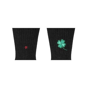 DECKA QUALITY SOCKS BY BRÚ NA BÓINNE  Pile Socks Embroidery / Ladybugs　Black