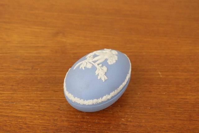 ウェッジウッド　ジャスパー　エッグボックス　ケース　小物入れ　ペールブルー　WEDGWOOD　イギリス　ヴィンテージ　え140-1