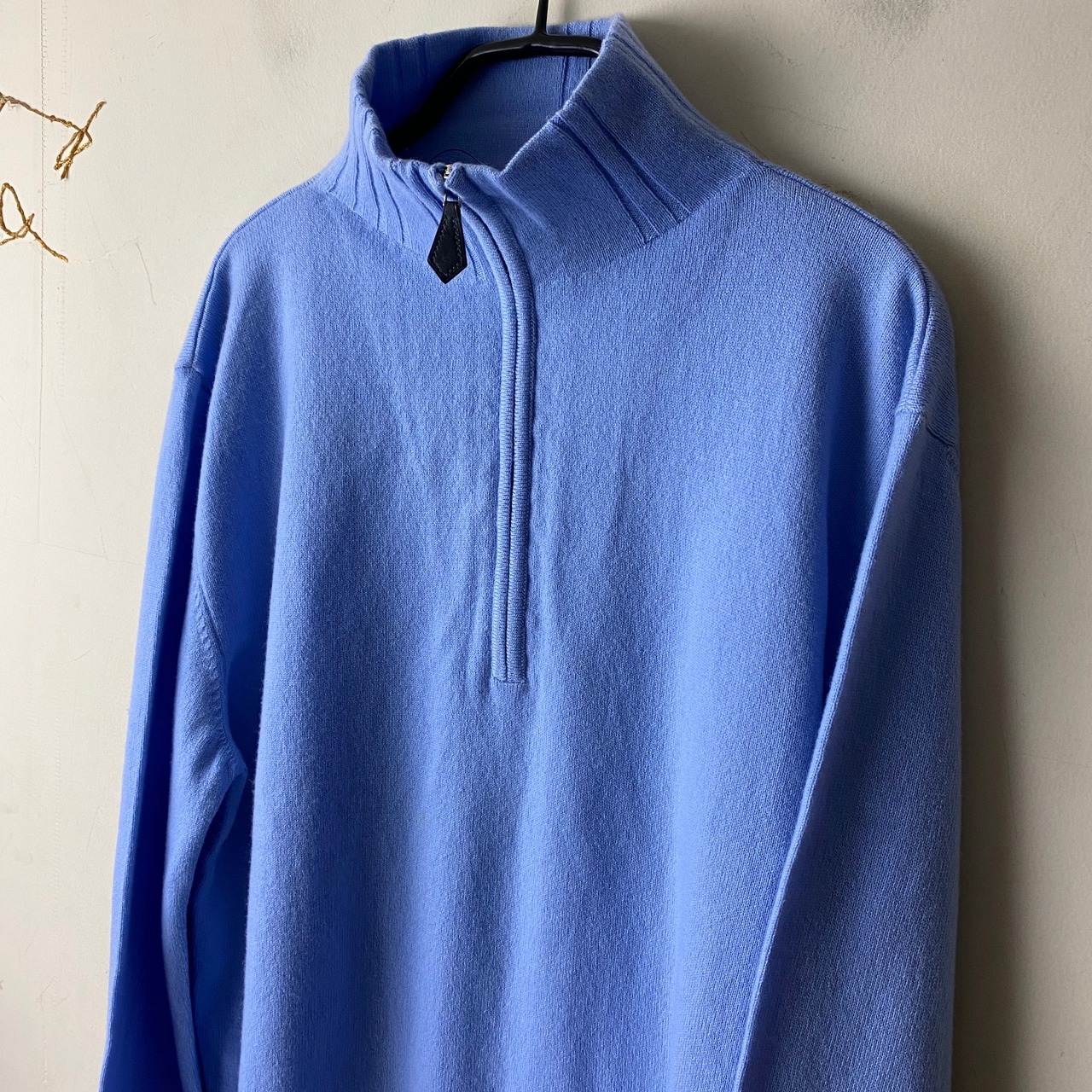 HERMES light blue cashmere half-zip sweater 