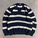 00s LACOSTE ラコステ ボーダー コットン ニット 紺白