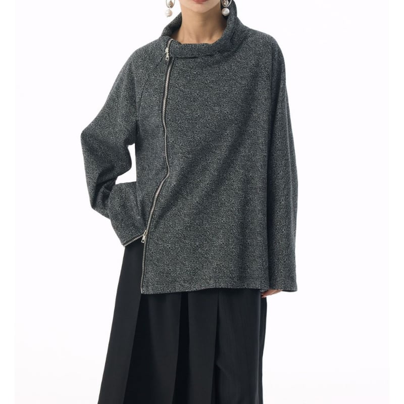 ジップアップ 長袖 ヒップ丈 プルオーバー 2color PU0465