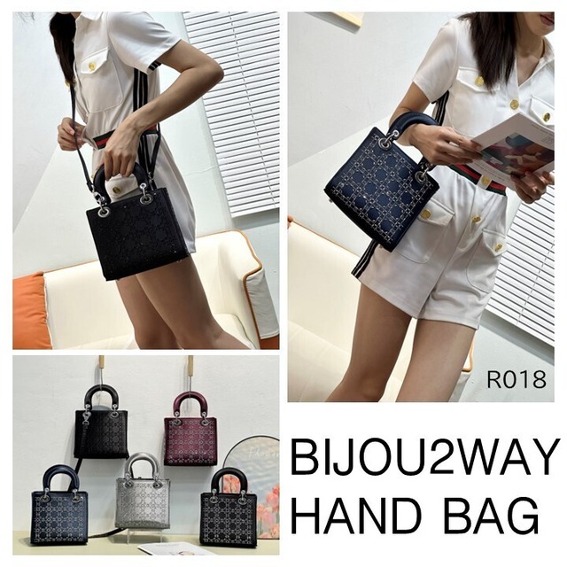 【R018】 ビジューハンドバッグ【idadi】2way 斜めがけ 肩掛け 通勤 通学 仕事 ビジネス 旅行 ママバッグ マザーズバッグ レディース 軽量 軽い 大容量