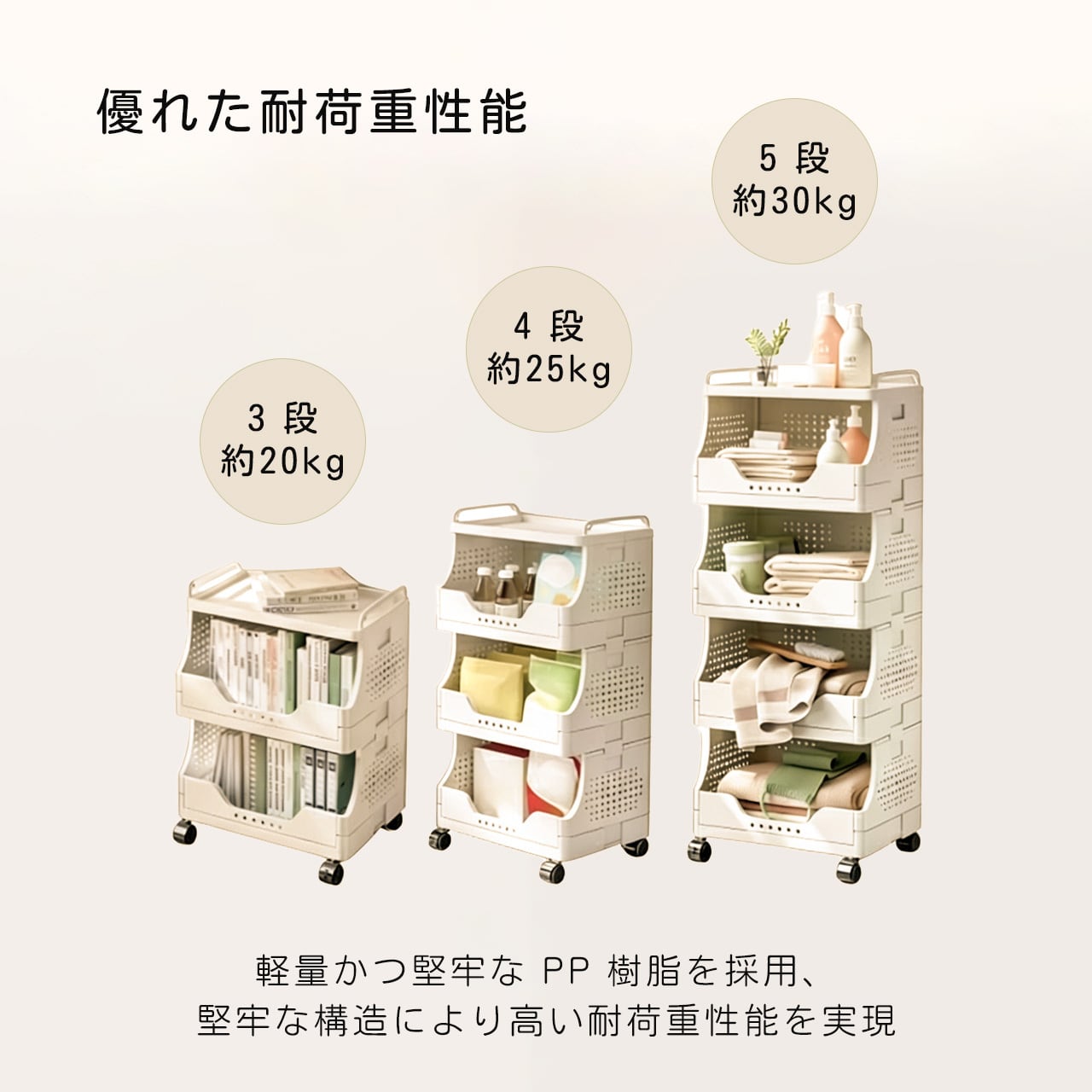 J347 .多段収納ワゴン キャスター付き｜家庭用 リビング お菓子
