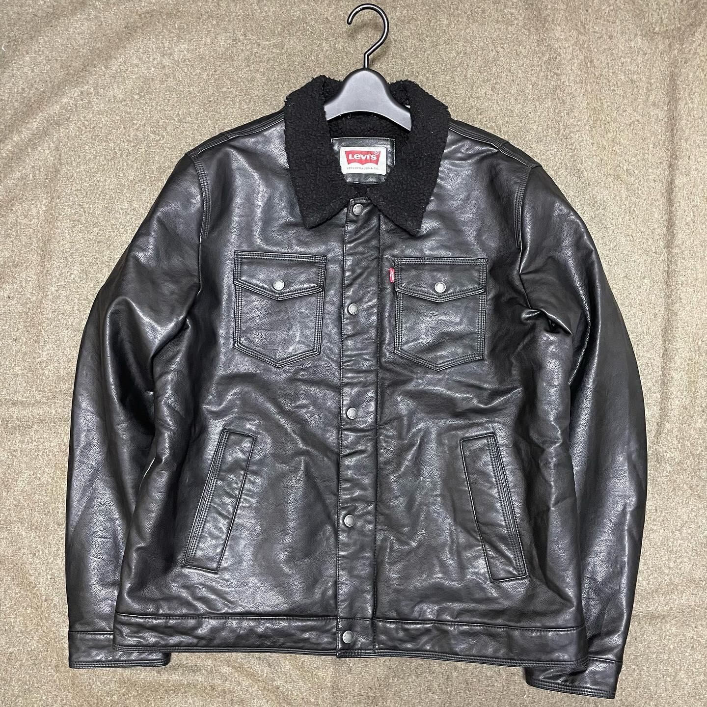 LEVIS フェイクレザー ボアジャケット ブラック Lサイズ リーバイス 黒 