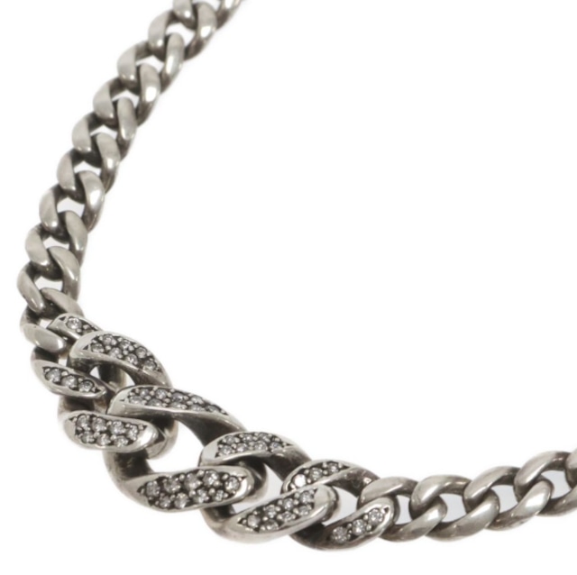 CHROME HEARTS クロムハーツ  TAPERED CLSC LNK P/DMND テーパードクラシックリンク パヴェダイヤ シルバーネックレス 16inch