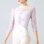 【即納】フロントシャーリング メッシュトップス ミストパープル(L) L0674