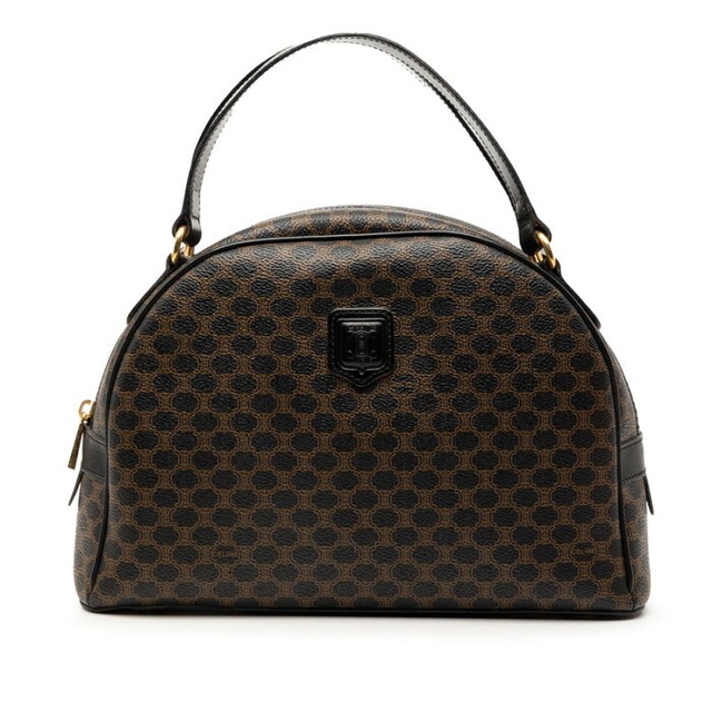 セリーヌ マカダム ハンドバッグ ブラック ブラウン PVC レザー レディース CELINE 【中古】