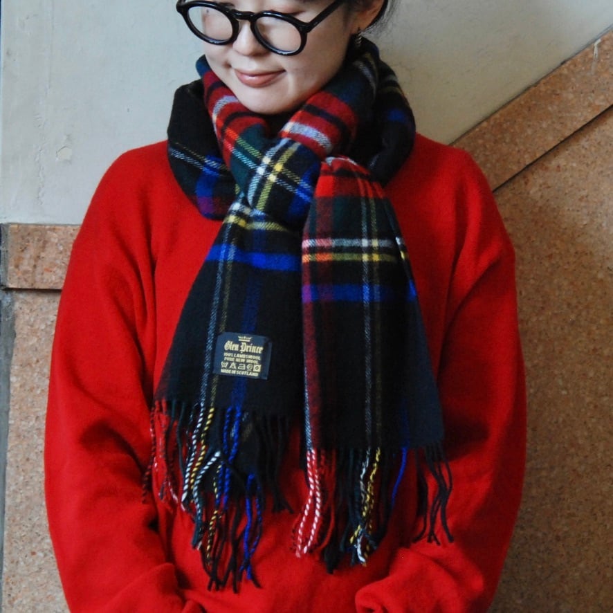 GLEN PRINCE pure new wool stole - black check - / Scotland