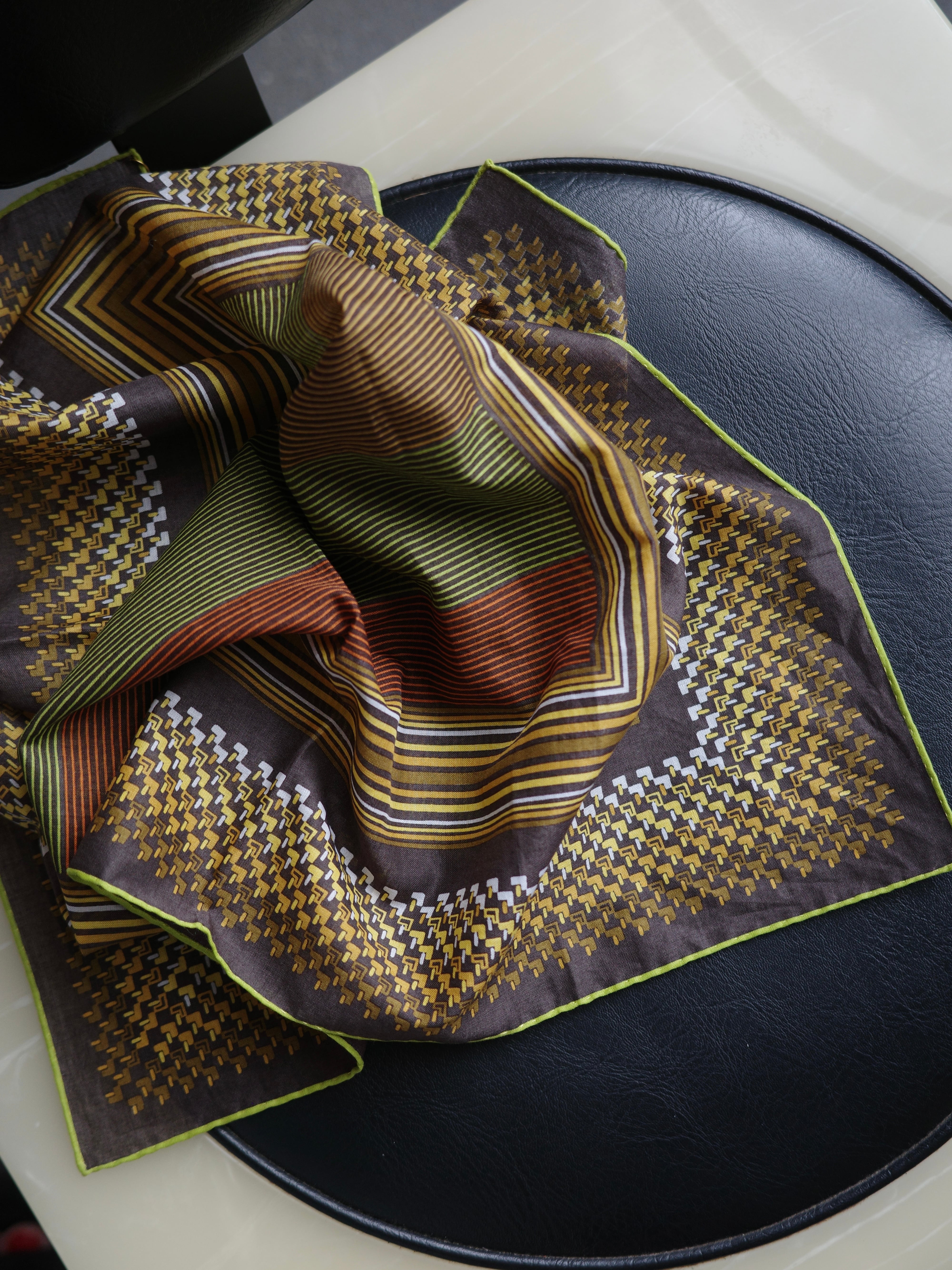 <vintage>square stripe cotton scarf