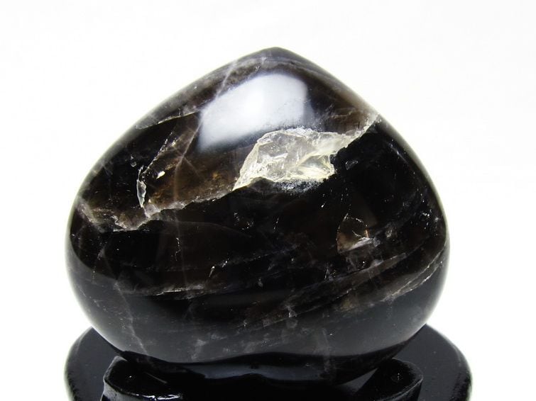 モリオン 置物 黒水晶 ハート 台座付属 一点物 155-1002 | 天然石
