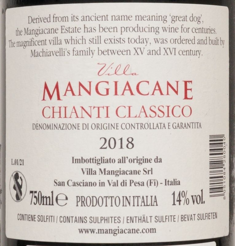 バックヴィンテージ 】 マンジャカーネ キャンティ クラシコ 2018