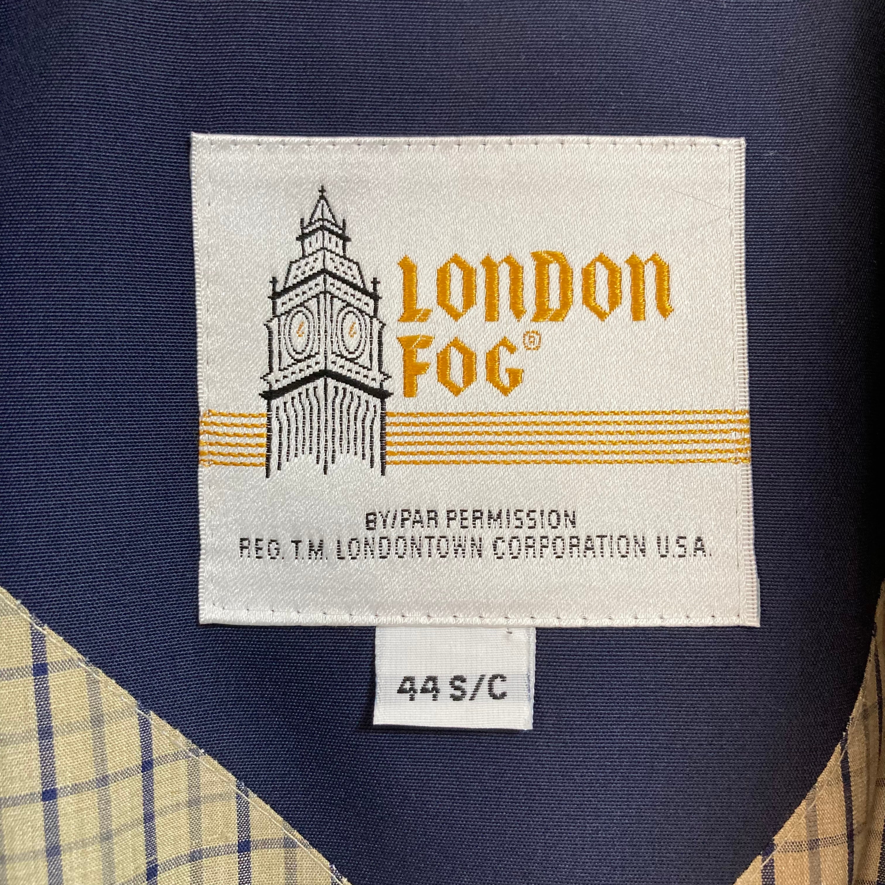 【LONDON FOG】Trench Coat L Made in CANADA ロンドンフォグ トレンチコート ロングコート カナダ製 ネイビー  ライナー チェック柄 アウター アメリカ USA 古着