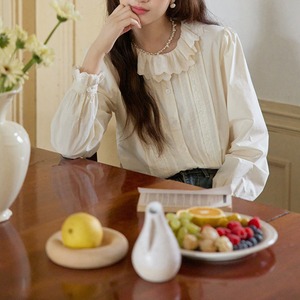 長袖 フリルカラー ブラウス W01364