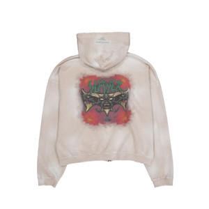[UNDERMYCAR] SLAYER Undermycar Demon Heads In Flames Vintage Washed Zipped Hoodie Tan 正規品 韓国ブランド 韓国通販 韓国代行 韓国ファッション アンダーマイカー 日本 店舗