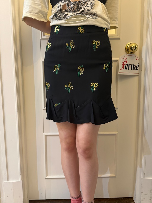 STELLAMAcCARTNEY/ Vintage Flower embroidery mini Skirt (O)
