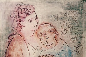 パブロ・ピカソ「母と子」作品証明書・展示用フック・限定500部エディション付複製画ジークレ