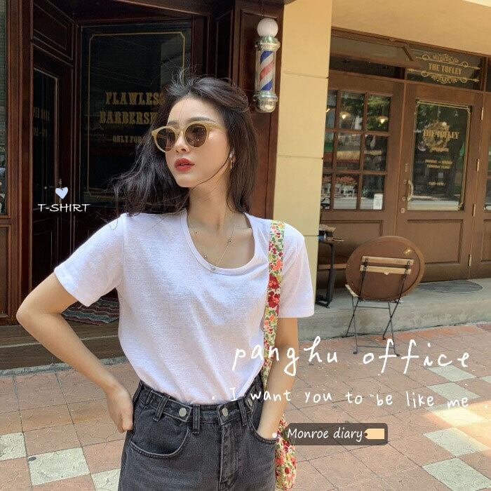 ホワイトTシャツ シャツ ルーズサマー 夏物 モンロー51237532800