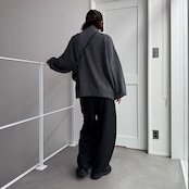 マフポケット付ハーフジップニットPO/グレー