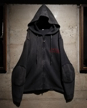 【Caka】“ARMANI JEANS” Beautiful Fade Vintage Zip Up Cotton Knit Hoodie