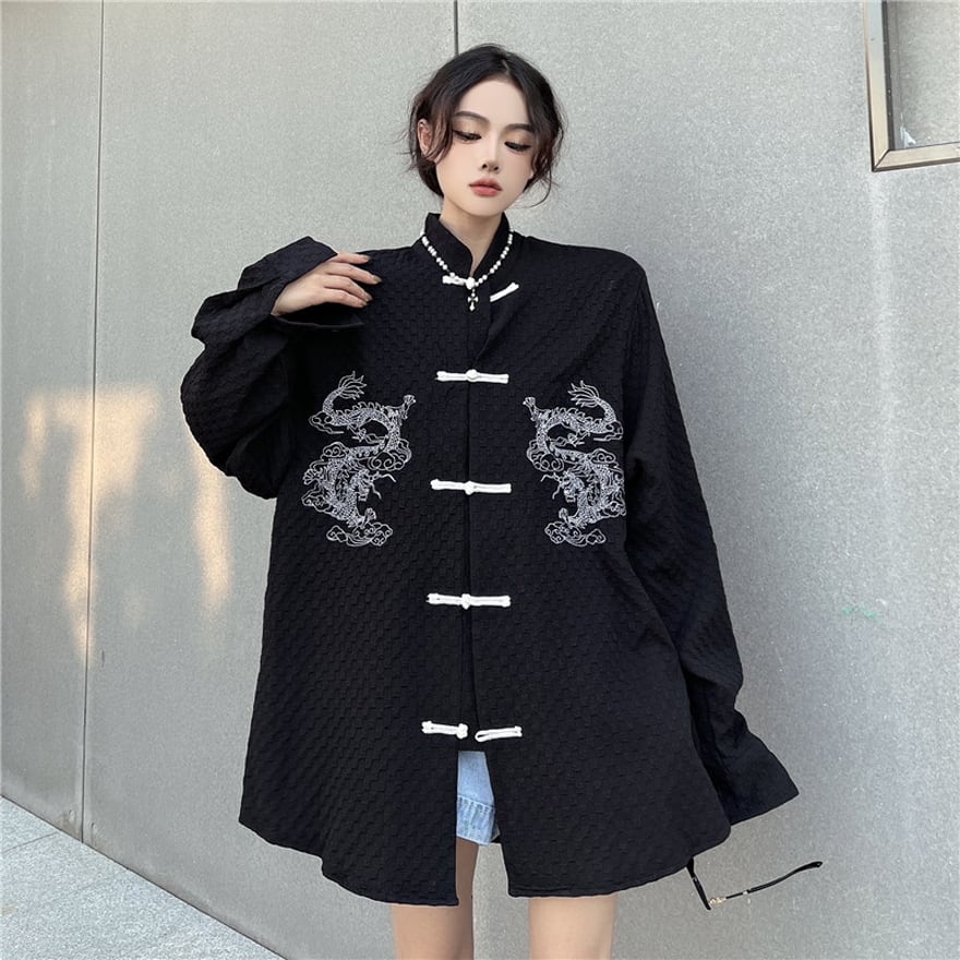 ジャケット チャイナ風服 ユニセックス 刺繍 ドラゴン 闇かわいい 系