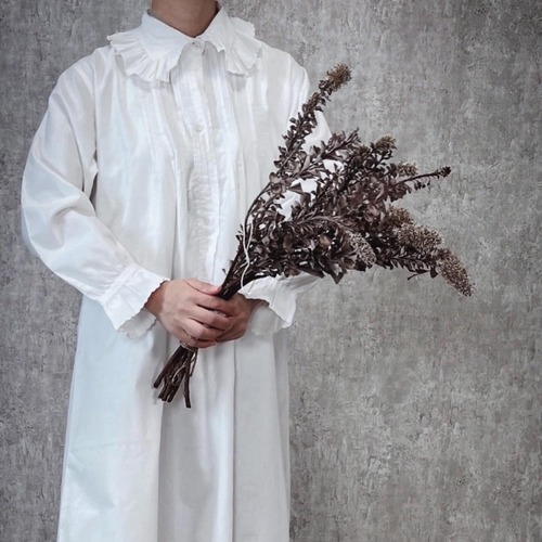 1920年代 フランス スカラップ刺繍で縁取られた刺繍がシンプル可愛いアンティークナイトドレス