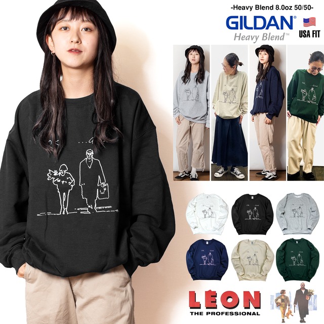 LEON レオン 「ok good...」 クルーネック スウェット トレーナー「裏起毛」映画モチーフ「ユニセックス」 leon-sweat-okgoodw