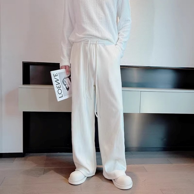 バーティカルリブ ワイドレッグパンツ 3カラー D12232