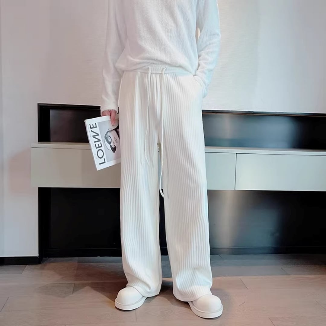 バーティカルリブ ワイドレッグパンツ 3カラー D12232