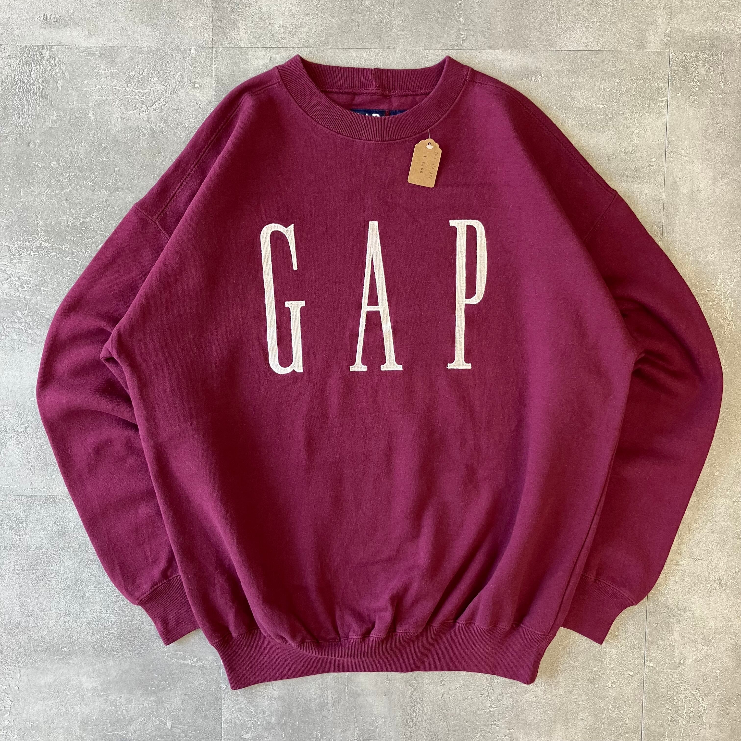 OLD GAP 90s スウェット 刺繍 バーガンディ No.1441