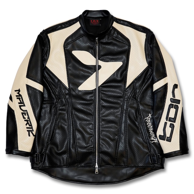 T.C.R MAVERIK MESH LEATHER MOTO JACKET - BLACK