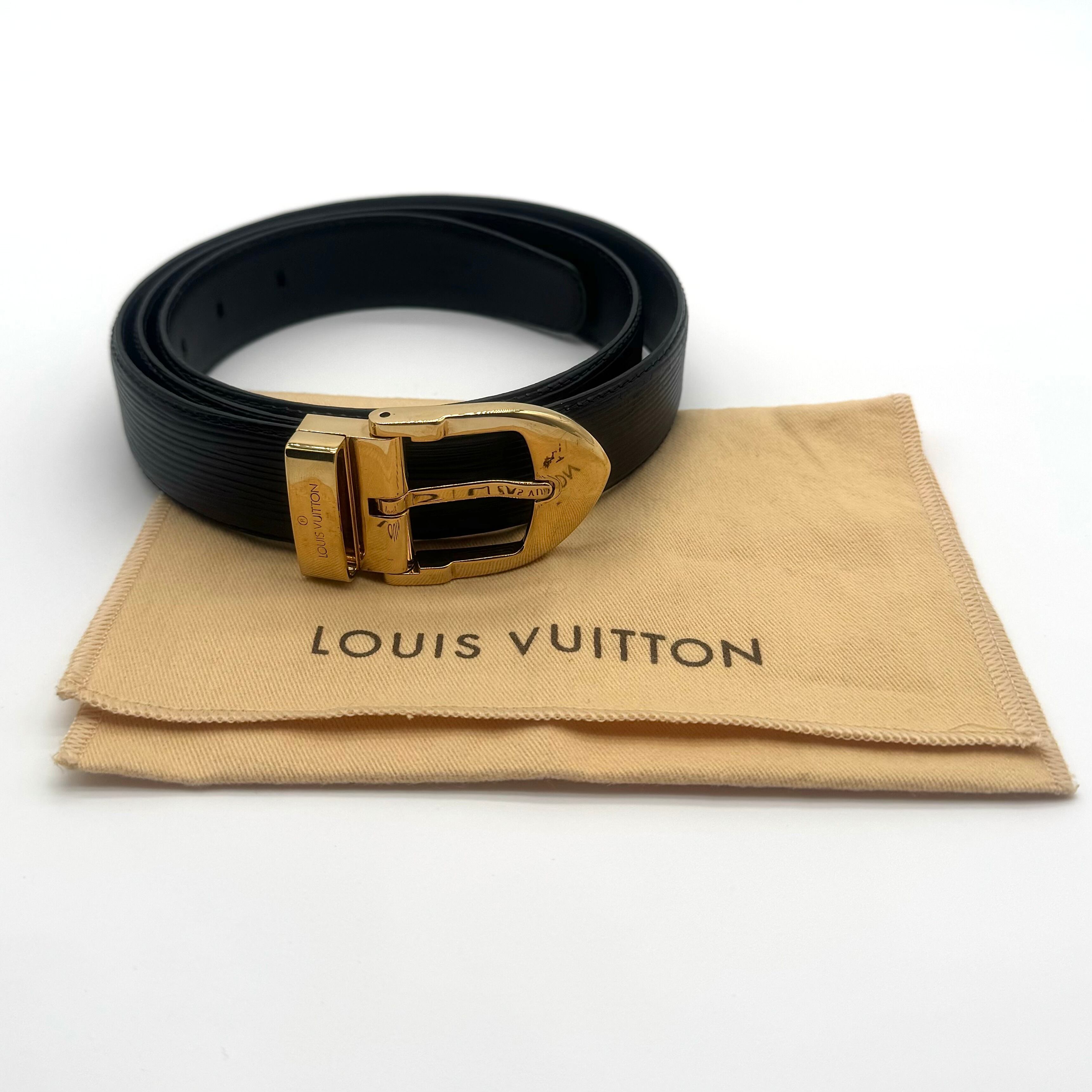 外観美品 ルイヴィトン ベルト ブラック エピ LOUIS VUITTON ルイ・ヴィトン ベルト エピ メンズ ブランド